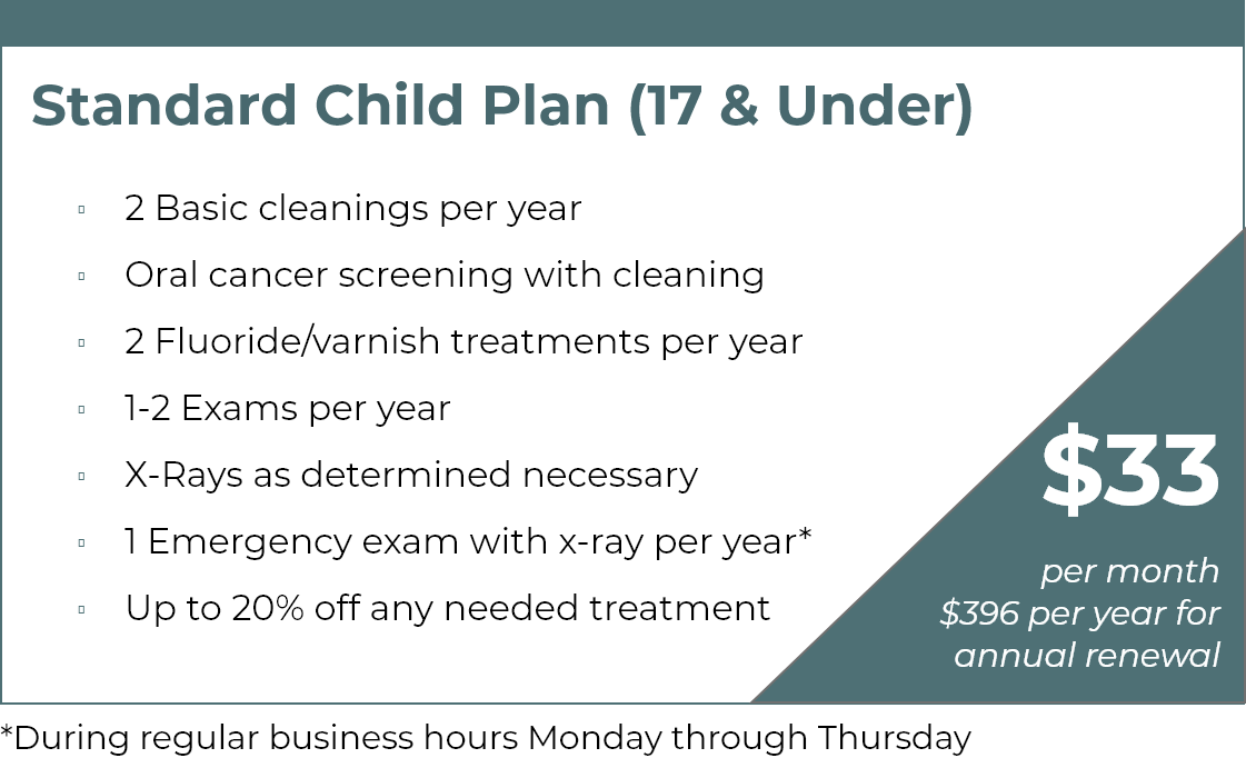 Membership for Standard Child Plan 17 & Under