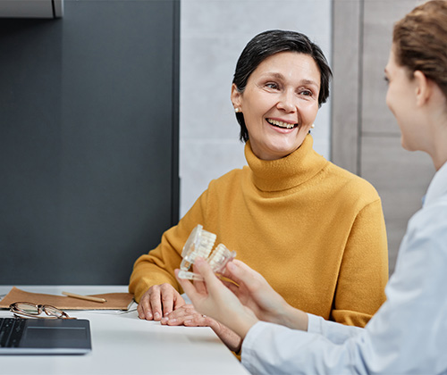 A patient during a dental implant consultation.